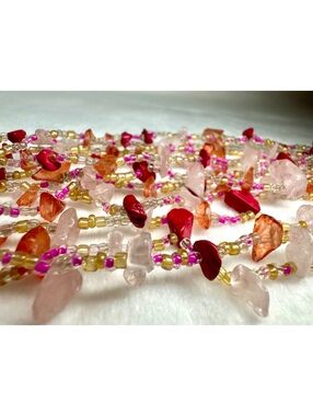 Vintage Handmade Multi-Strand Gemstone Crystal Beaded Bracelet 8” Long